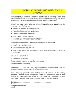 Workplace Health and Safety Policy
