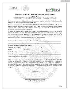 AUTORIZACIÓN PARA INVESTIGACIÓN DE INFORMACIÓN CREDITICIA