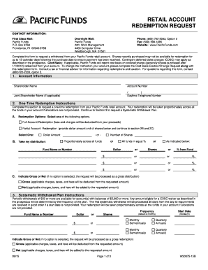Pacific Funds Redemption Request Form