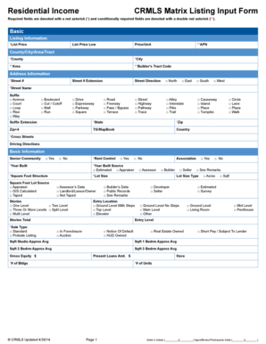Residential Income CRMLS Matrix Listing Form