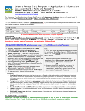 Leisure Access Card Application