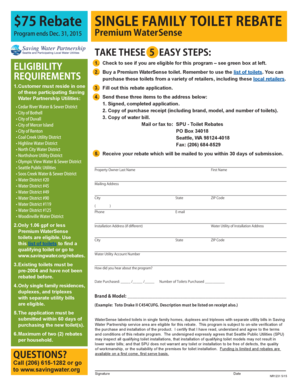 Single Family Toilet Rebate Application