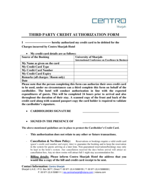 Third Party Credit Authorization Form