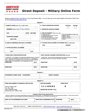 Military Direct Deposit Form