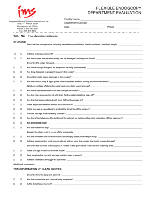 Flexible Endoscopy Department Evaluation Form