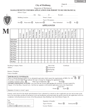 Massachusetts Mechanical Permit Application