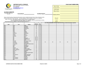 Plug Plant Order Form