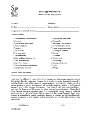Massage Intake Form