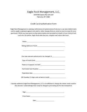 Credit Card Authorization Form