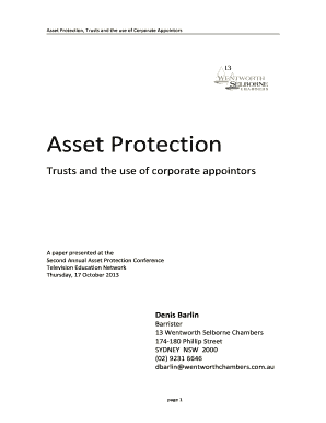 Fillable Online Asset Protection, Trusts and the use of Corporate ...