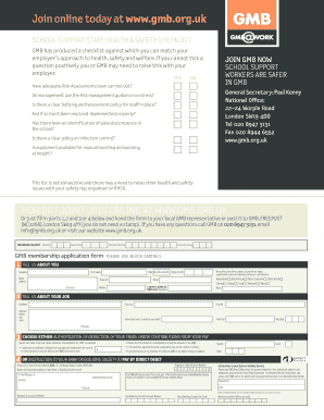 GMB School Support Staff Health and Safety Checklist