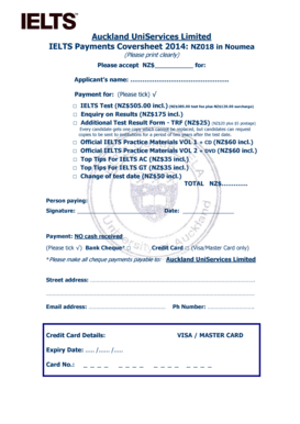 IELTS Payments Coversheet