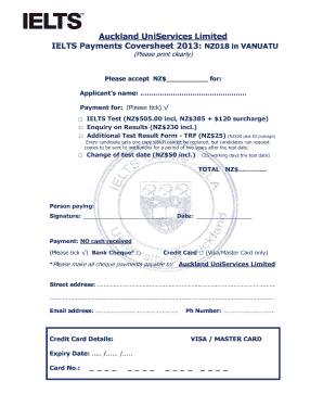 IELTS Payment Coversheet