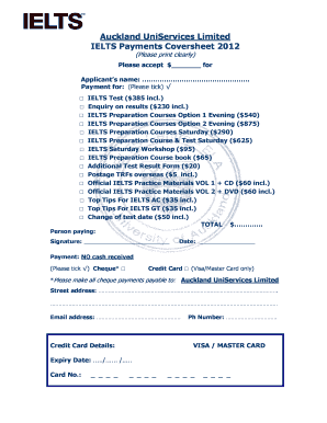 IELTS Payments Coversheet