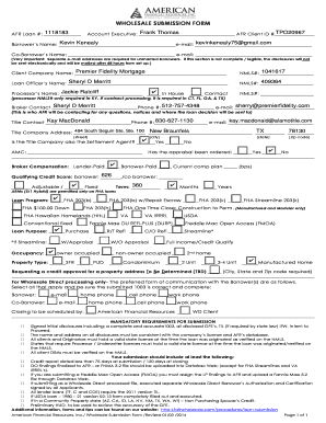 Wholesale Loan Submission Form