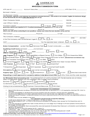 Wholesale Loan Submission Form