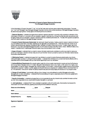 Authorization & Consent to Receive Disclosures Electronically