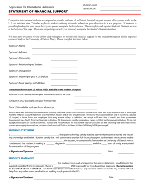 International Student Financial Support Form