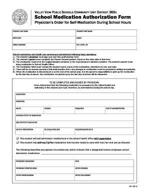 School Medication Authorization Form