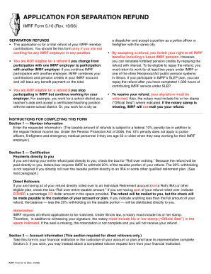 IMRF Form 5.10 Application for Separation Refund