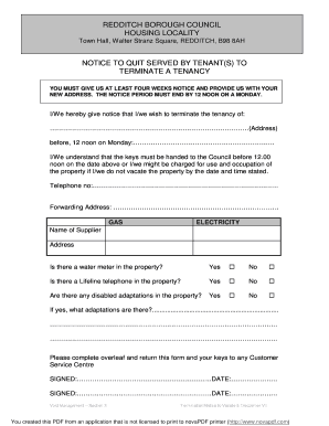 Notice to Quit for Tenancy Termination