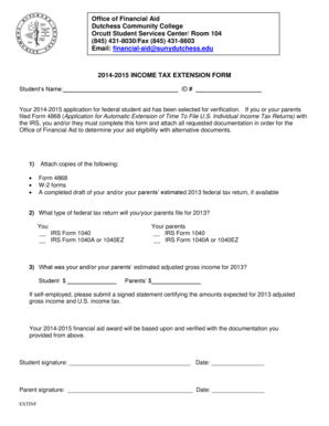 2014-2015 Income Tax Extension Form