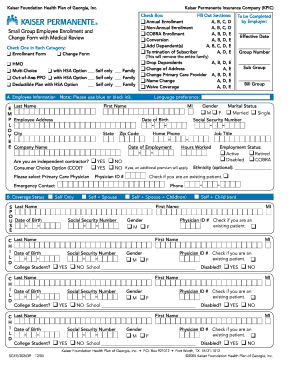 Kaiser Permanente Employee Enrollment and Change Form