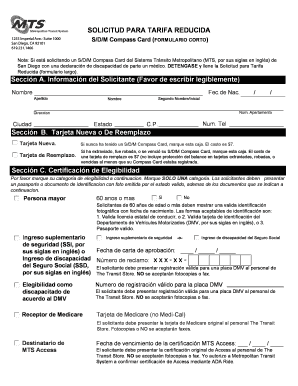 Solicitud para Tarifa Reducida