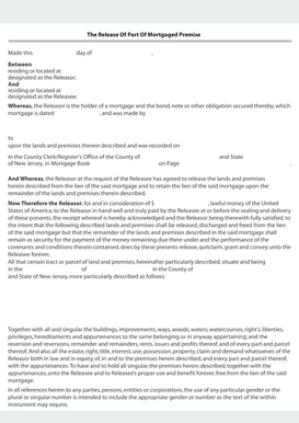 Release of Part of Mortgaged Premise