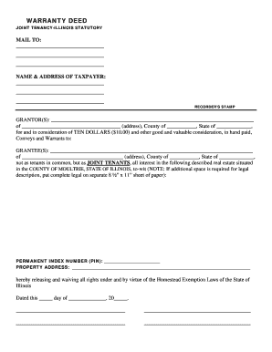 Illinois Joint Tenancy Warranty Deed