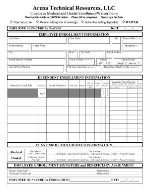Employee Medical and Dental Enrollment/Waiver Form