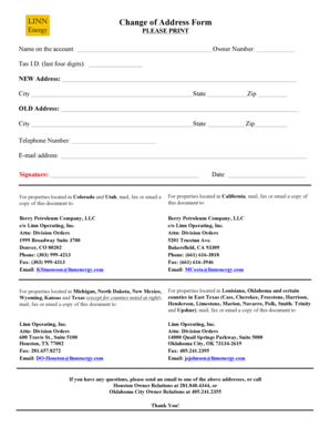 Change of Address Form