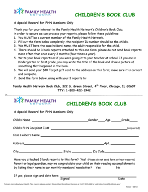 Children's Book Club Form