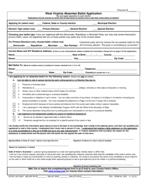 West Virginia Absentee Ballot Application