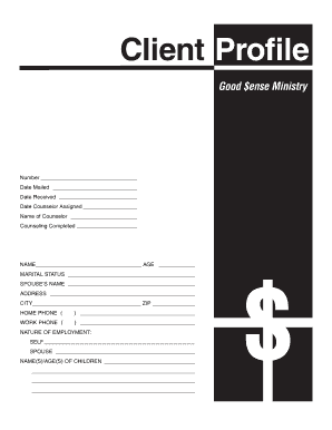 Good $ense Ministry Client Profile Form