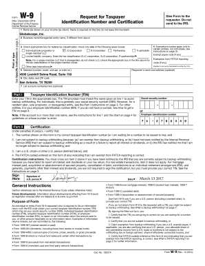 IRS Form W-9 Request for Taxpayer Identification Number and Certification