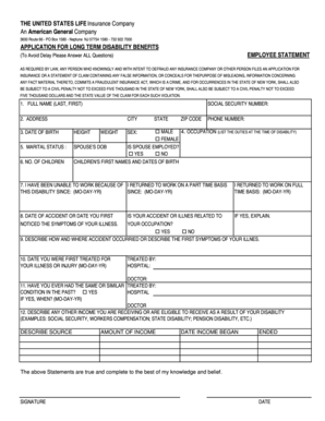 Application for Long Term Disability Benefits