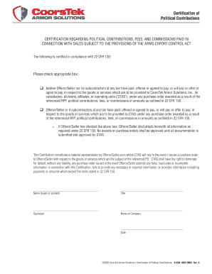 Certification of Political Contributions