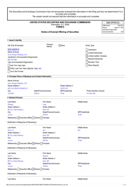 Form D Notice of Exempt Offering of Securities