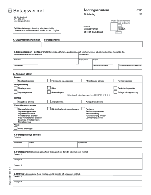 Swedish Company Change Notification Form 817