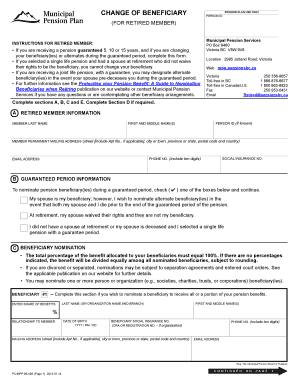 Change of Beneficiary Pension Plan Form