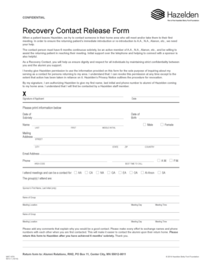 Recovery Contact Release Form
