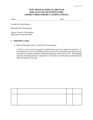 New Mexico Job Analysis Questionnaire