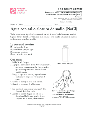 Agua con sal o cloruro de sodio (NaCl)
