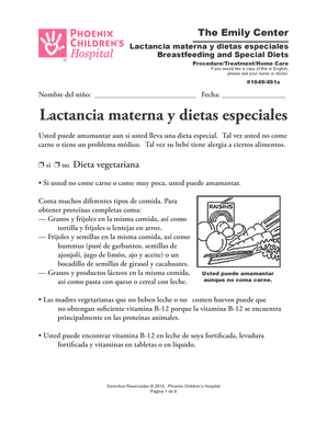 Lactancia materna y dietas especiales