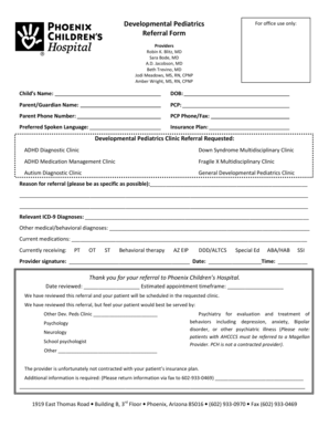 Developmental Pediatrics Referral Form