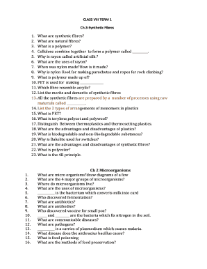 Class VIII Science Worksheet