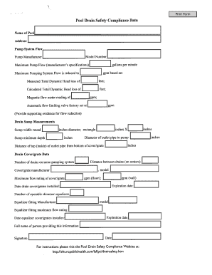 Pool Drain Safety Compliance Form
