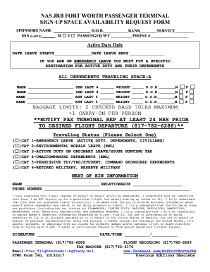 NAS Fort Worth Space-A Travel Request Form