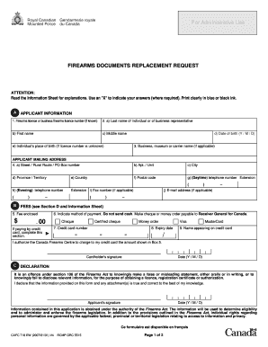Firearms Documents Replacement Request